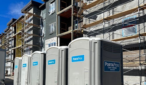 PortaPros Toilets at Commercial Job Site.