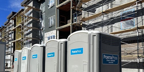 PortaPros Toilets at Commercial Job Site.