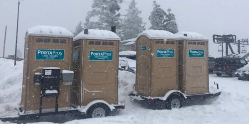 Porta Potties on a trailer at Bogus Basin
