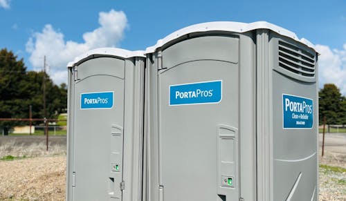Porta potty at backyard event.