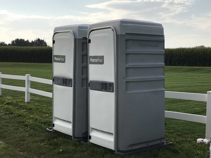 PortaPros porta potties at backyard wedding.