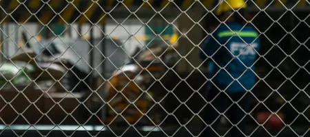 Closeup of chain link fence.