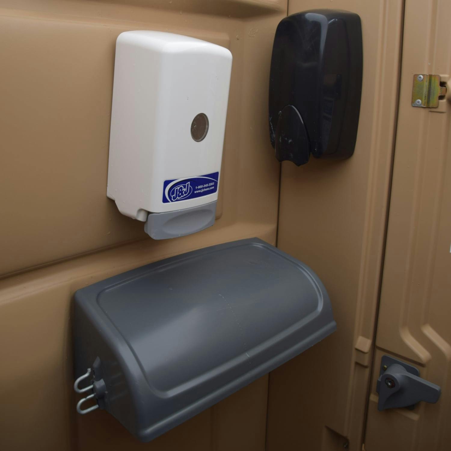 Standard Portable Restroom hand soap and paper towels