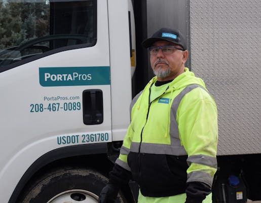 PortaPros employee standing by truck